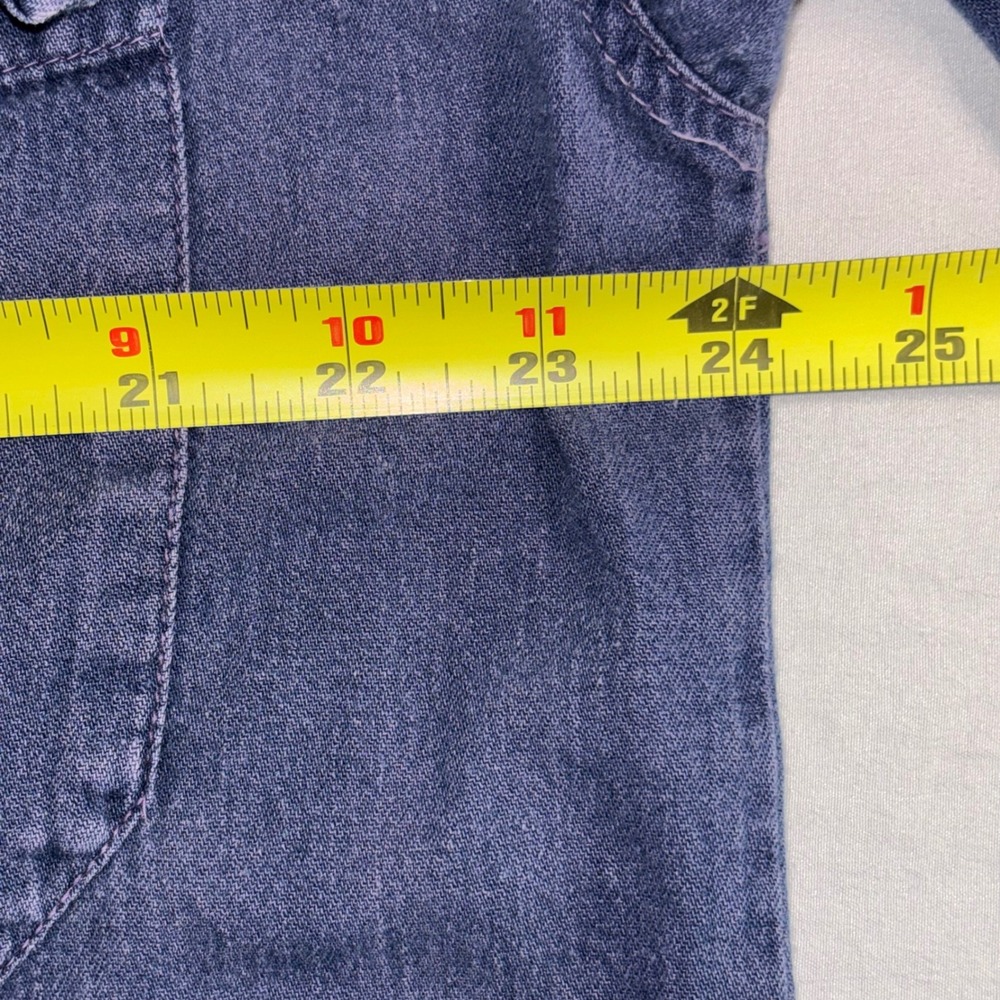 Unionbay Mens Vintage Denim Quarter Zip Pullover Shirt Blue Large Cotton 90s - Picture 4 of 9